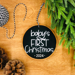 'Baby's First Christmas 2024' - Wood Slice Ornament